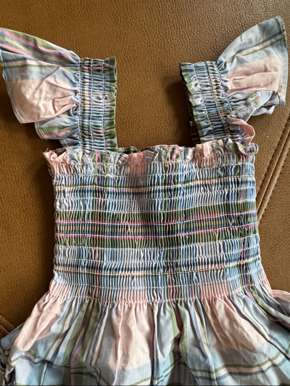 Hill house sz 3-4 Girls' Pastel Plaid Smocked Sundress - Pink & Blue - Picture 4 of 7